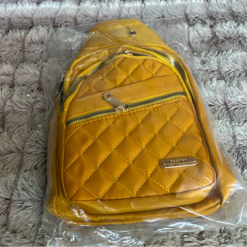 C  Sling Crossbody Quilted Bags For Women Trendy Fanny Pack Backpack Gold